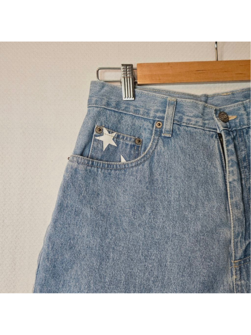 Vintage 90s Bill Blass Denim Shorts Y2K High Rise USA Flag Pocket Mom Jean 6 - Picture 4 of 7